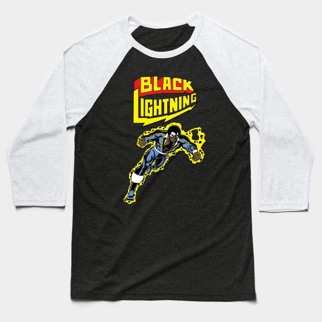 Black Lightning Baseball T-Shirt by BlackActionTeesOnDemand